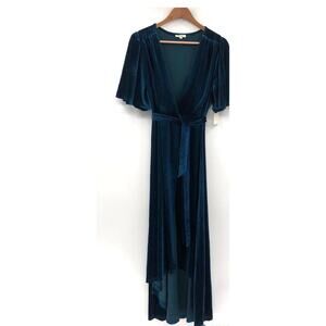 NWT In Loom Women's Blue Velvet Maxi Wrap Dress – Size XXL